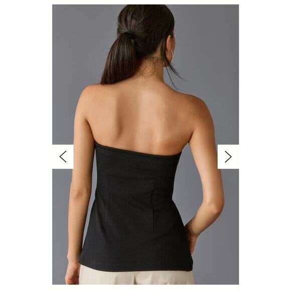 Anthropologie Maeve Asymmetrical Zipper Tube Top Black Size Small Quiet Luxury - Picture 11 of 11